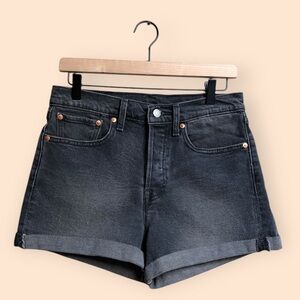 Levi’s Faded Black Grey Rolled Cuff Denim Shorts Button Fly Casual Women’s 30